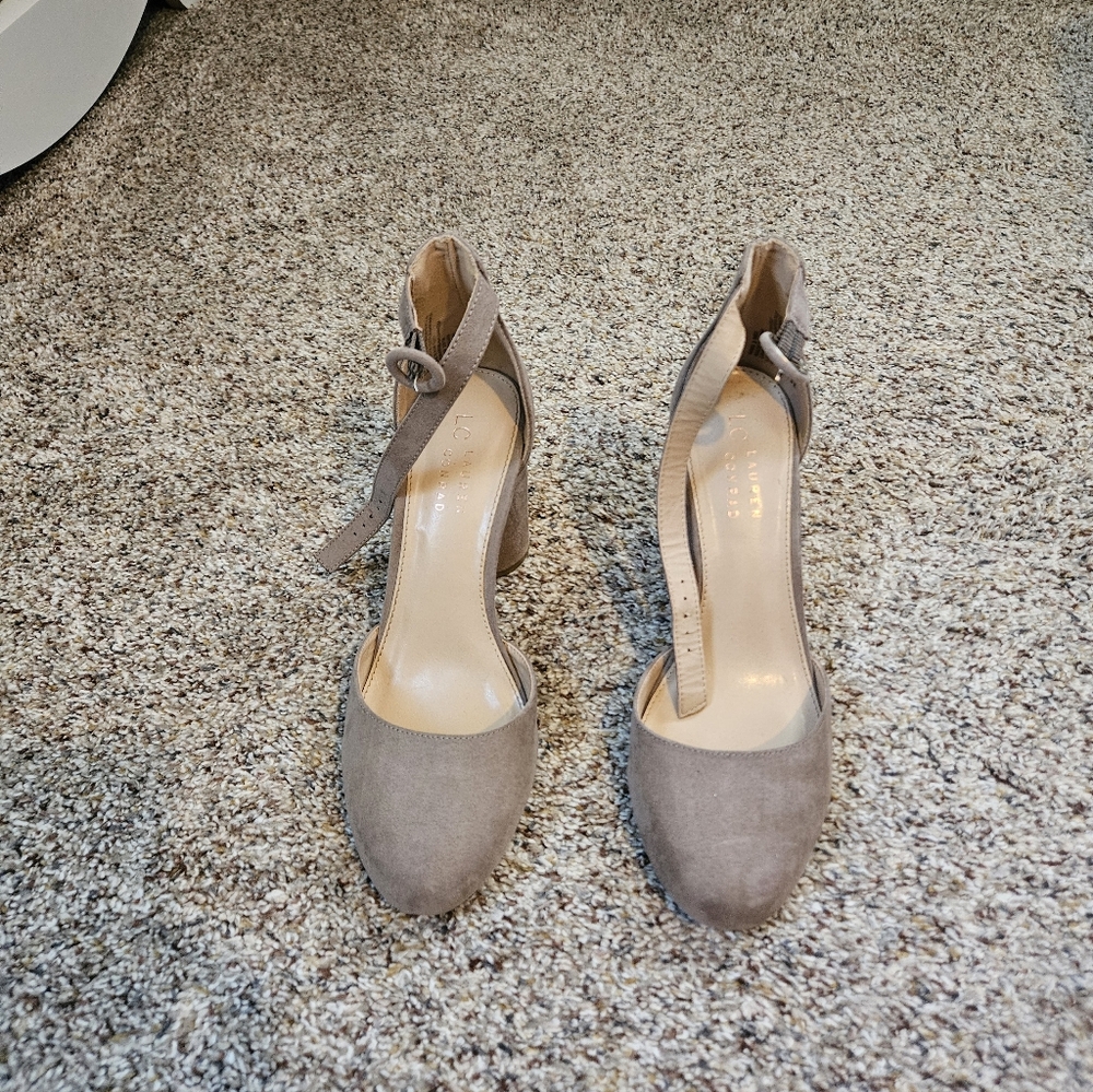 Taupe Ankle Strap Heels